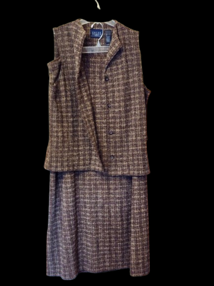 Crazy Horse 2-piece long skirt with sleevless vest jacket Large